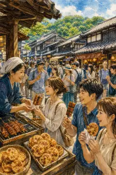 商店街での食べ歩き