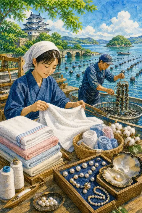 Traditional Crafts (Imabari Towels & Uwajima Pearls)