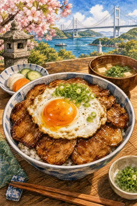 Imabari Yakibuta Tamago-meshi (Roast Pork and Egg Rice)