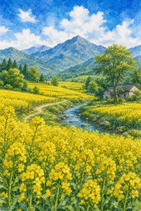 菜の花畑の風景