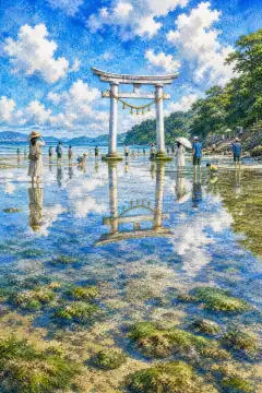 福间海滩“镜海”