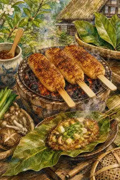 乡土料理（五平饼·朴叶味噌）