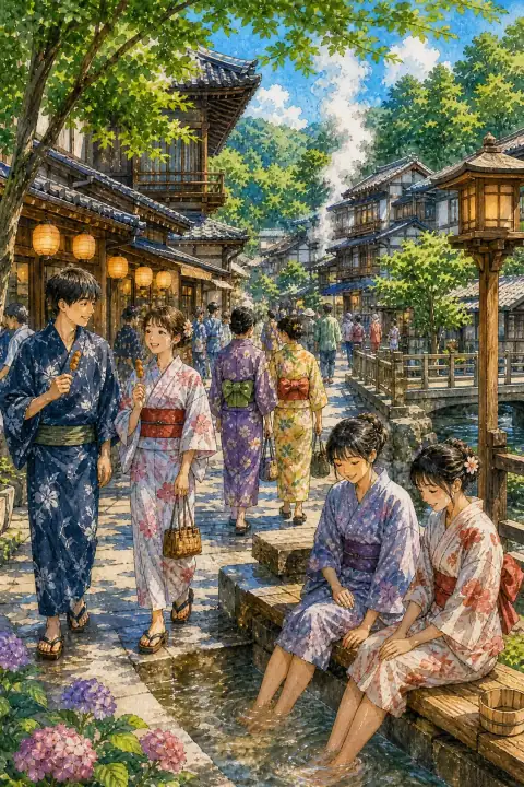 温泉街漫步