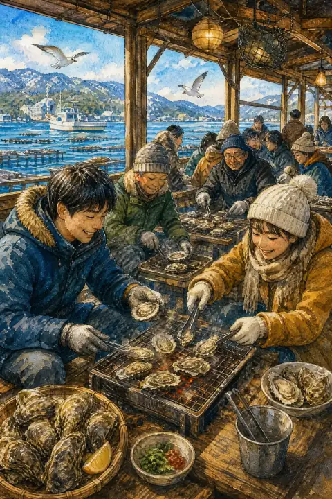 広島の牡蠣小屋
