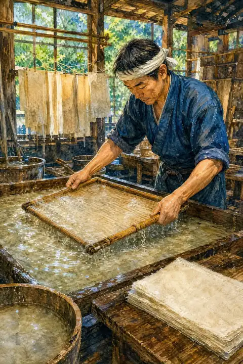 Nishinouchi Washi Papermaking