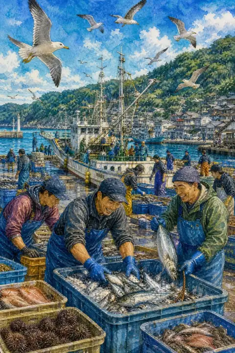 漁師町の日常風景
