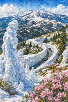 Hachimantai Frost-Covered Trees and Snow Corridor