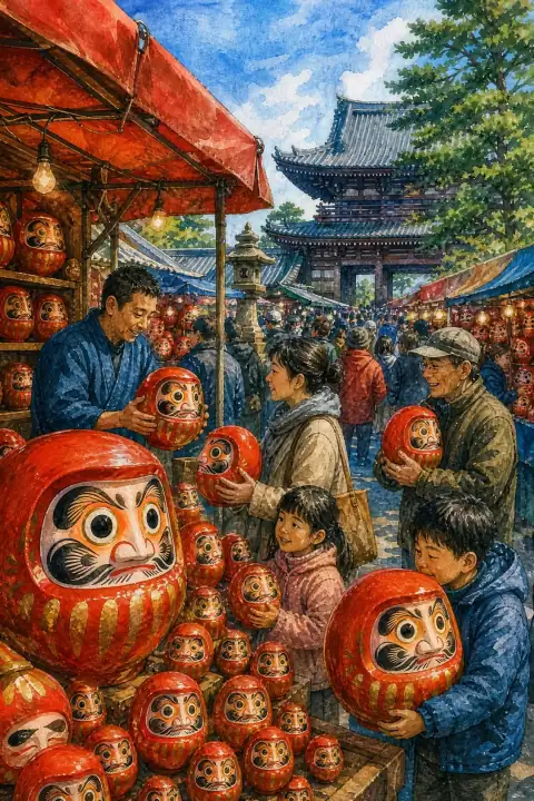 Daruma Market at Kawasaki Daishi