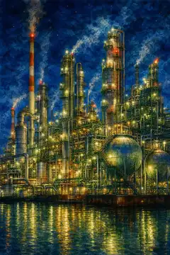 川崎的工厂夜景