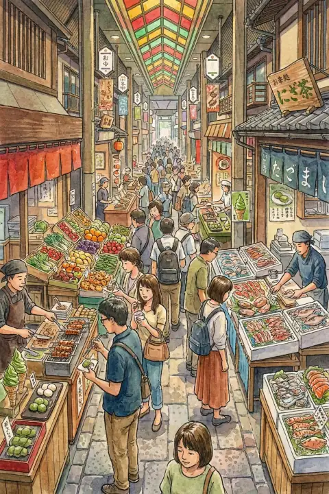 錦市場での食べ歩き