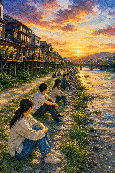Riverside Relaxation along the Kamo River