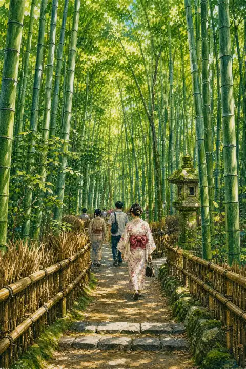 嵐山の竹林の小径