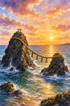 Meoto Iwa (Wedded Rocks) at Futami Okitama Shrine