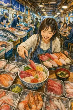Create Your Own Seafood Rice Bowl at Shiogama Fish Market