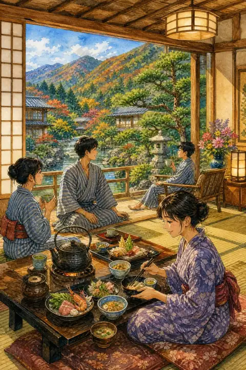 温泉旅館での滞在