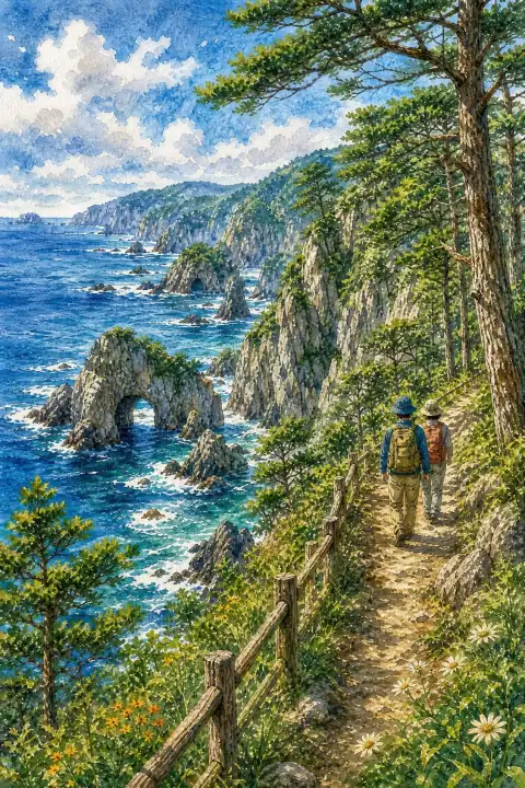 三陆复兴国立公园的海岸线
