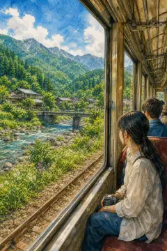 ローカル線での列車の旅 (しなの鉄道など)