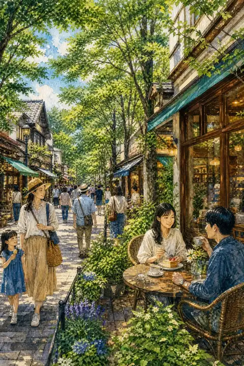 轻井泽的购物与咖啡馆巡游