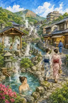 温泉街での湯めぐり