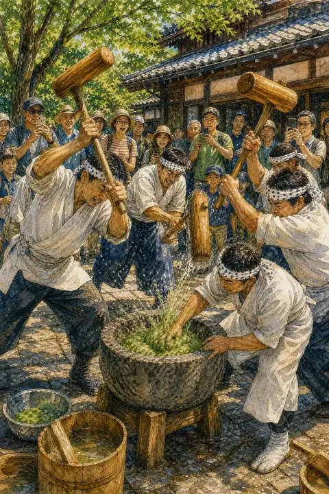 中谷堂の高速餅つき