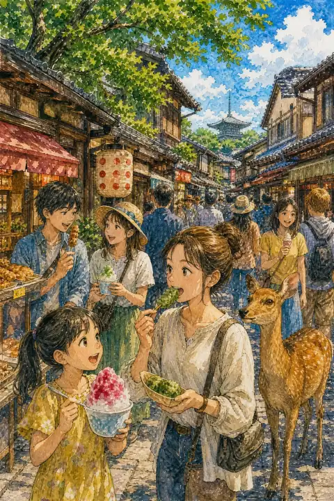 商店街での食べ歩き