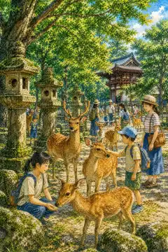 奈良公园与野生鹿