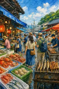 寺泊的鱼市场通