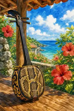 Sanshin (three-stringed lute)