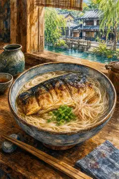 Yaki-saba Somen (Grilled Mackerel with Somen)