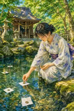 八重垣神社的镜池占卜
