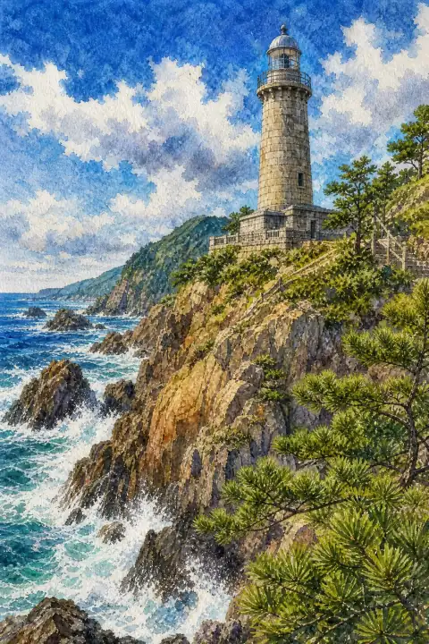 Hinomisaki Lighthouse and Dramatic Cliffs