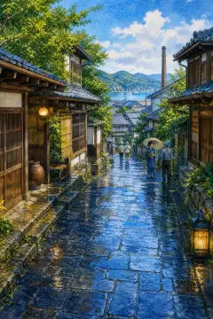Mihonoseki Blue Stone-Paved Street