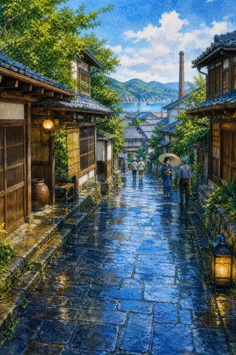 美保关的青石板街道