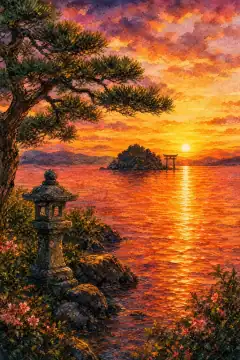 Sunset at Lake Shinji