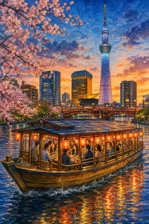 Yakatabune (traditional Japanese houseboat)