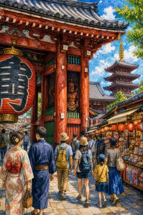 Sensō-ji Temple and Kaminarimon (Thunder Gate)