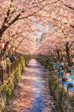 Cherry trees along the Meguro River