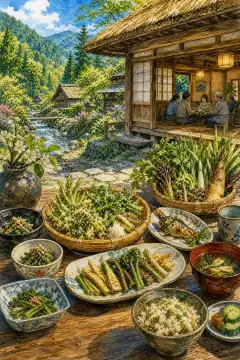Mountain Vegetable Cuisine at Mitaki-en