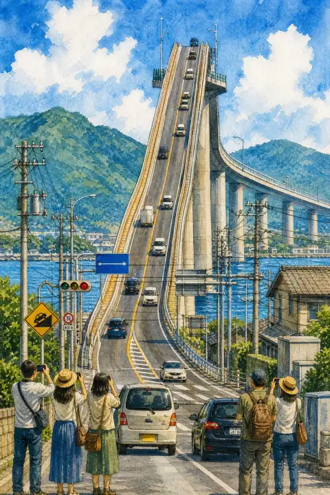 Eshima Ohashi Bridge (nicknamed "Beta-fumi-zaka")