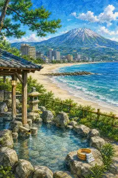 皆生温泉の海辺の風景