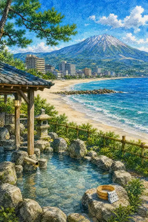 皆生温泉の海辺の風景