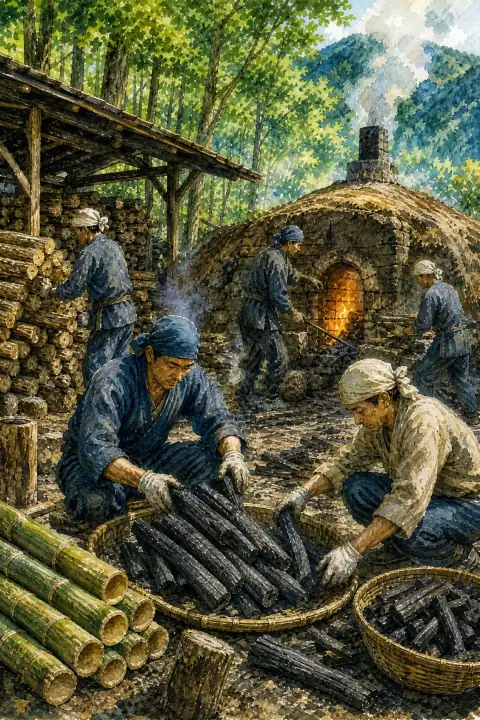 Kishu Binchotan Charcoal Making