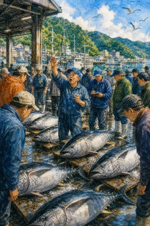 Tuna Auction at Katsuura Fishing Port