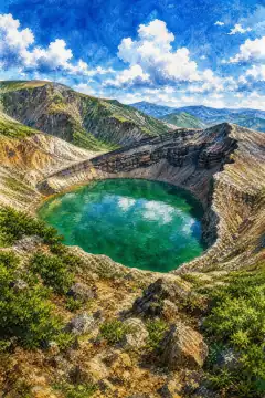 御釜火山口湖