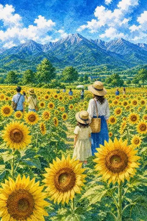 明野のひまわり畑