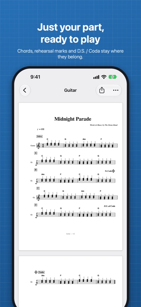 The Guitar part on its own pages